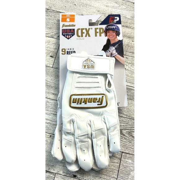 Franklin Accessories - NWT Franklin CFX FP White & Gold Fastpitch Batting Gloves Janie Reed Girls SMALL